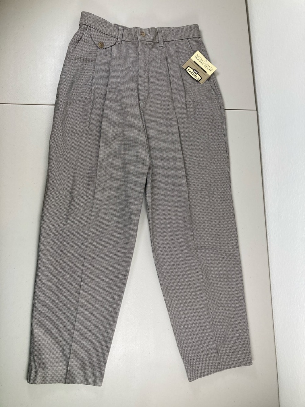 Vintage 90's Womens LEE CASUALS Houndstooth Slim Tapered Pants SZ 12 Petite NWT